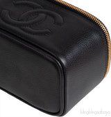 Chanel Vintage CC Black Caviar Mini Makeup Bag