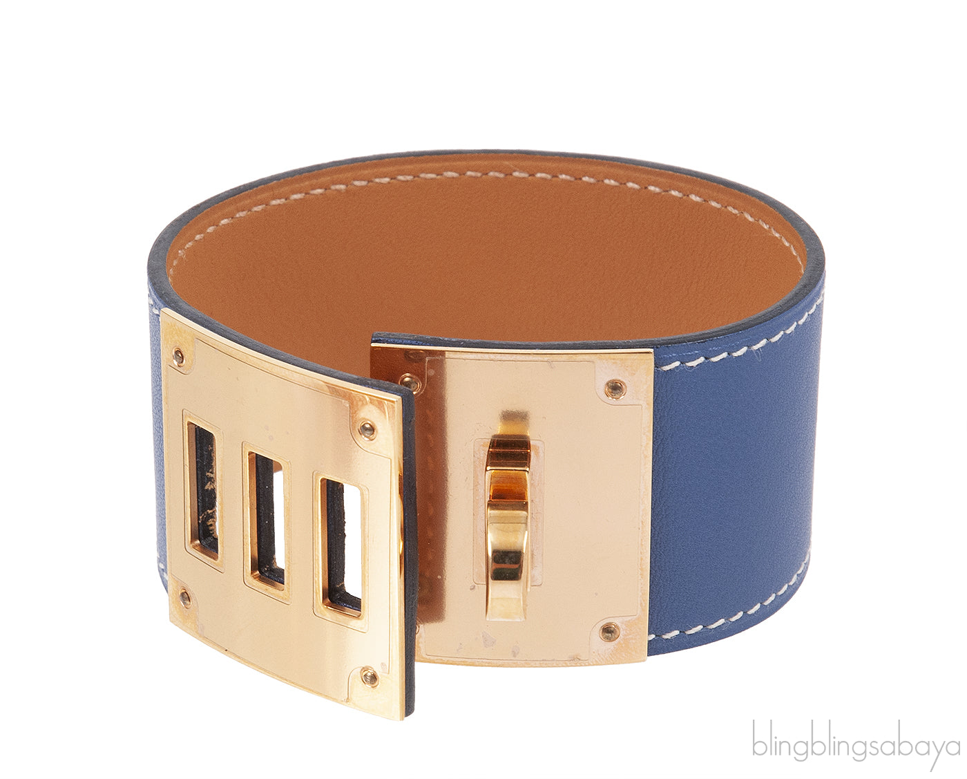 Hermes Blue Brighton Kelly Dog GHW Bracelet