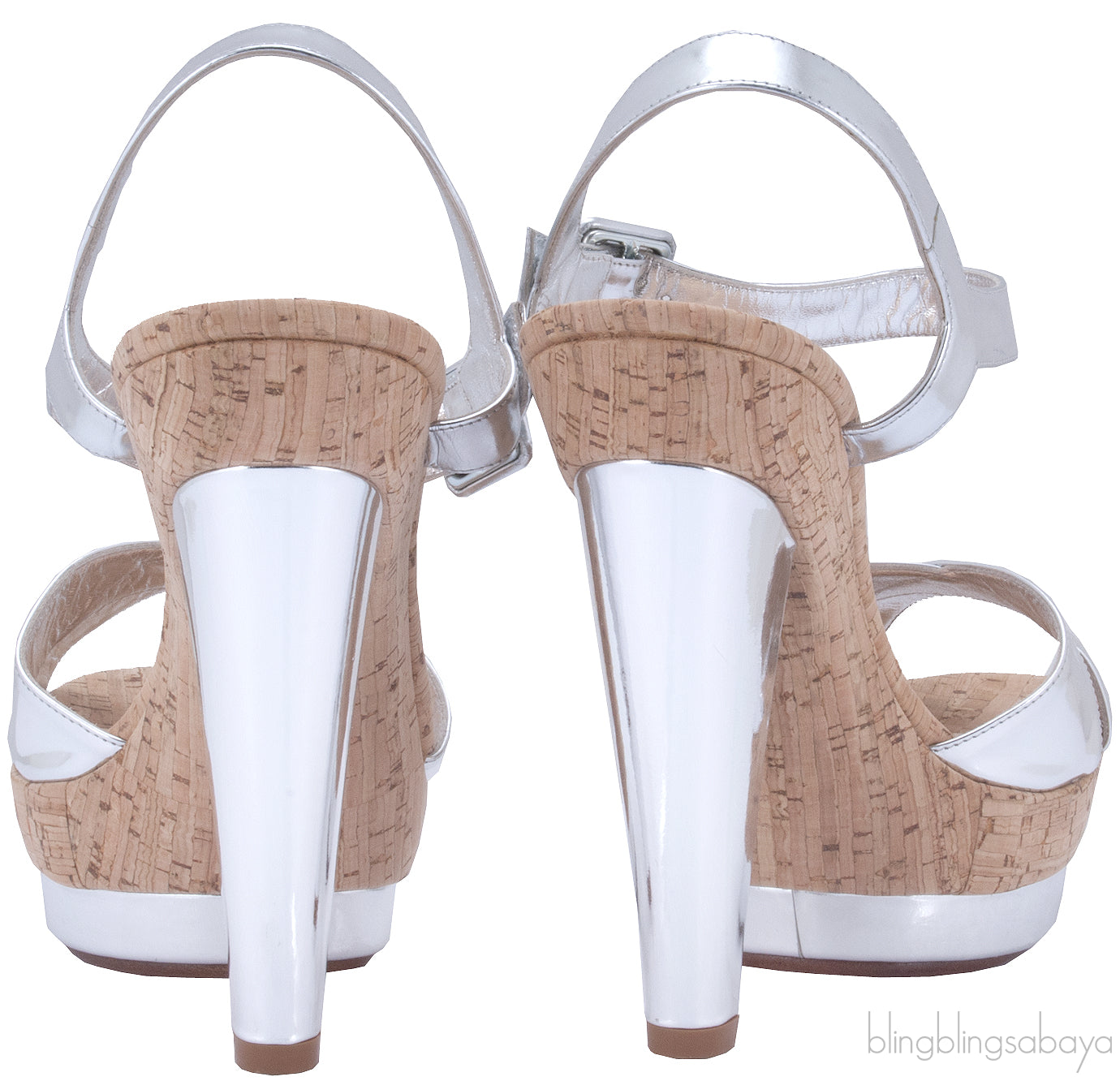 Lafalaise Silver Patent Cork Sandals