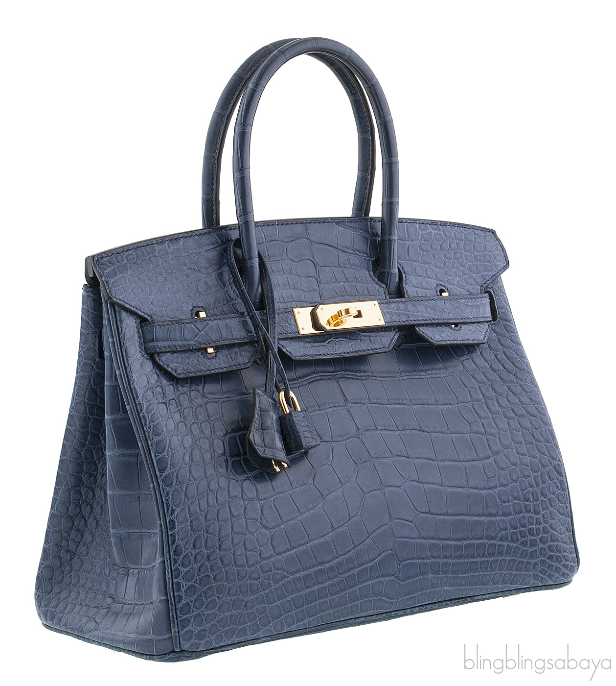 Birkin 30 Bleu de Prusse Croc