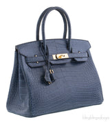 Birkin 30 Bleu de Prusse Croc