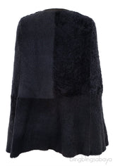 Black Leather Reversible Cape Jacket