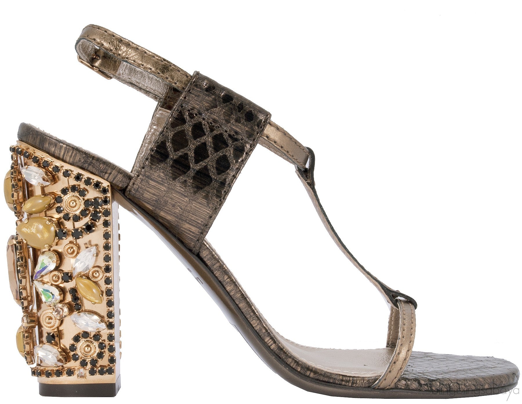 Snake Effect Leather Sandals