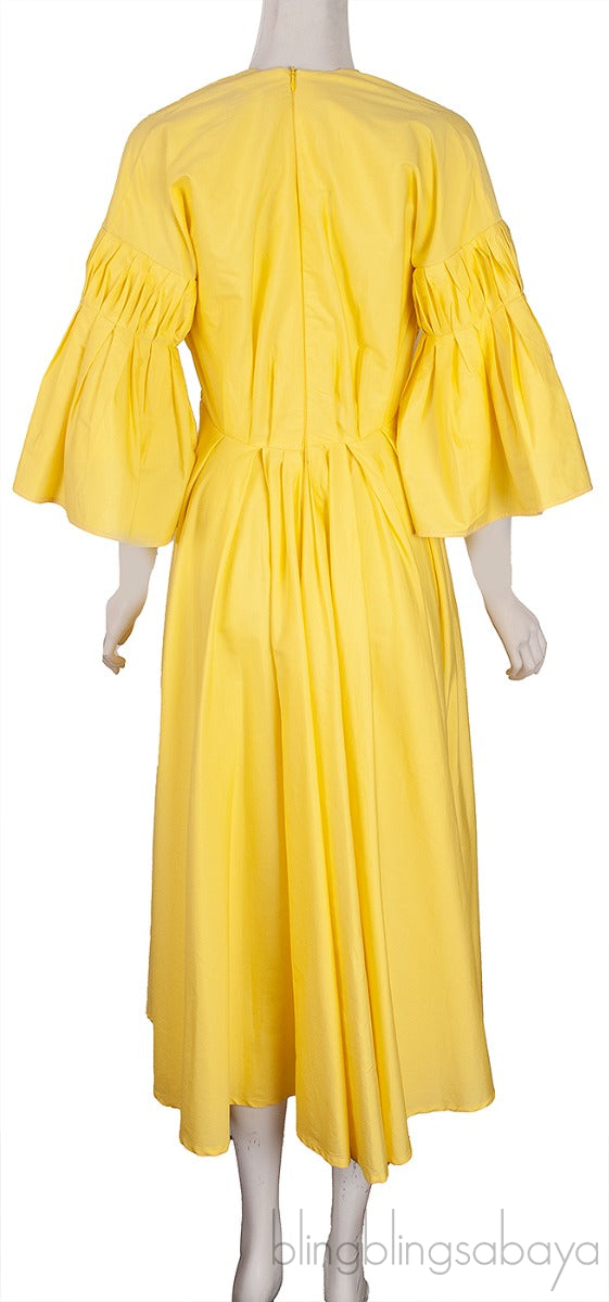 Yellow Iosefina Cotton Poplin Midi Dress