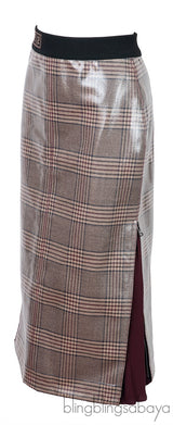 Glazed Prince Of Wales Plaid Midi Skirt