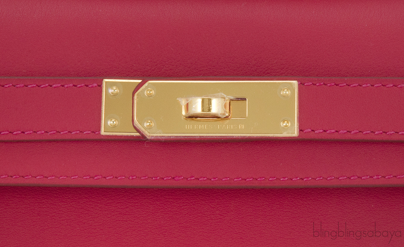 Kelly Cut Vermillon Swift Clutch GHW