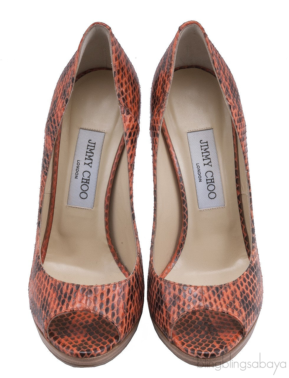 Python Orange Peep Toe