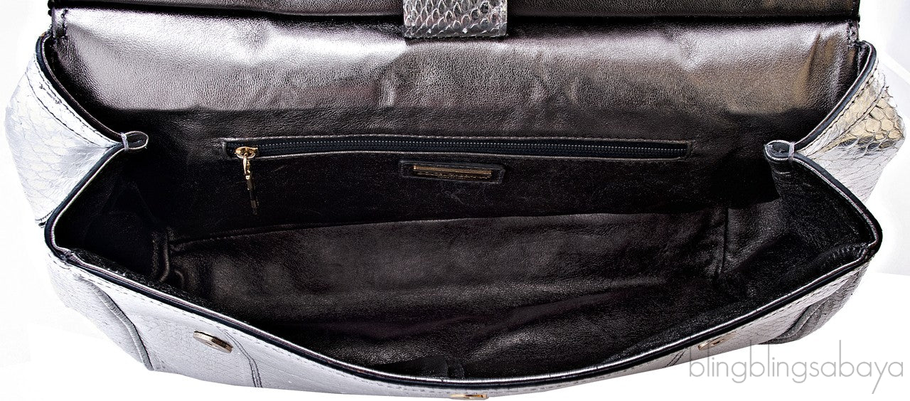 Miss Sicily Satchel Silver Python