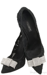 Dolce & Gabbana Black Lace Crystal Bow Heels