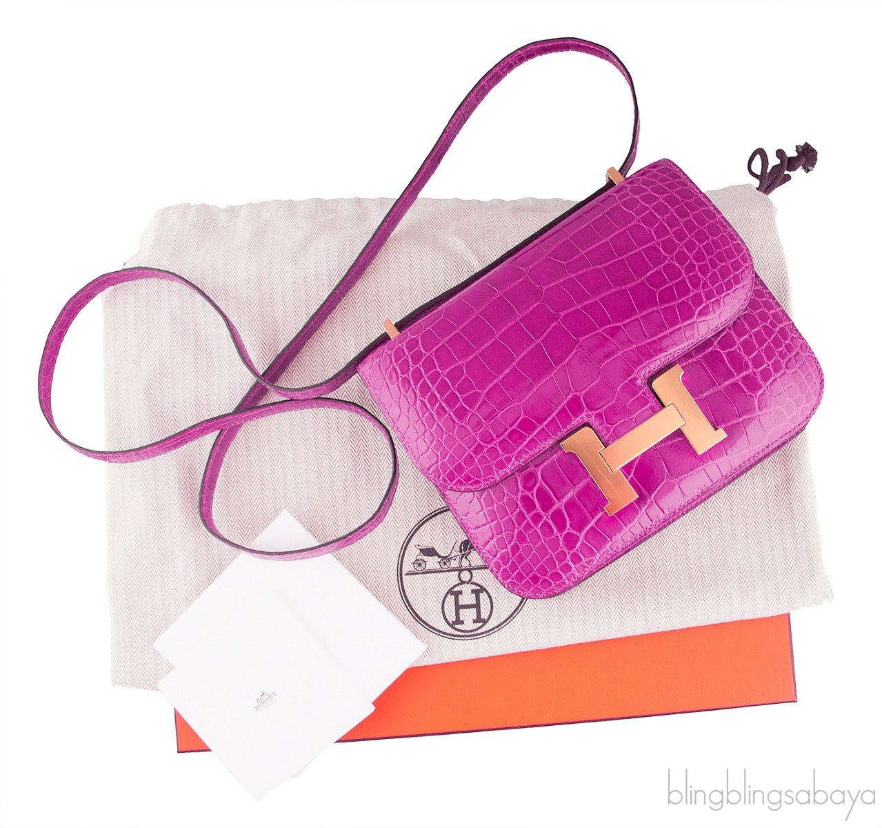 Constance III Mini Rose Pourpre Crocodile