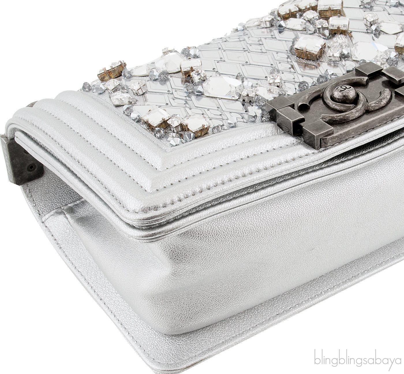 Le Boy Crystal Silver Small Bag