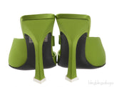 Green Pointed Satin Mule