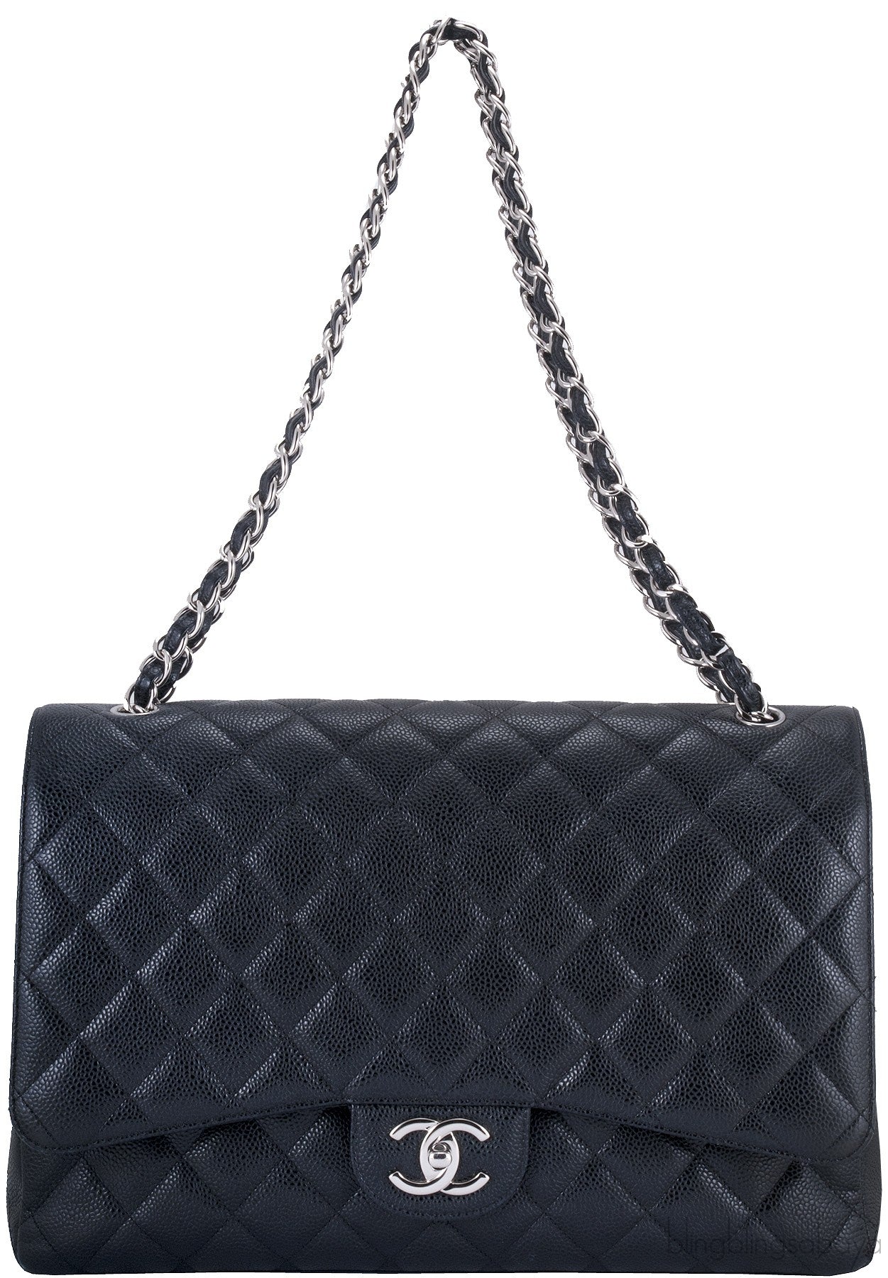 Black Caviar Jumbo Double Flap Bag