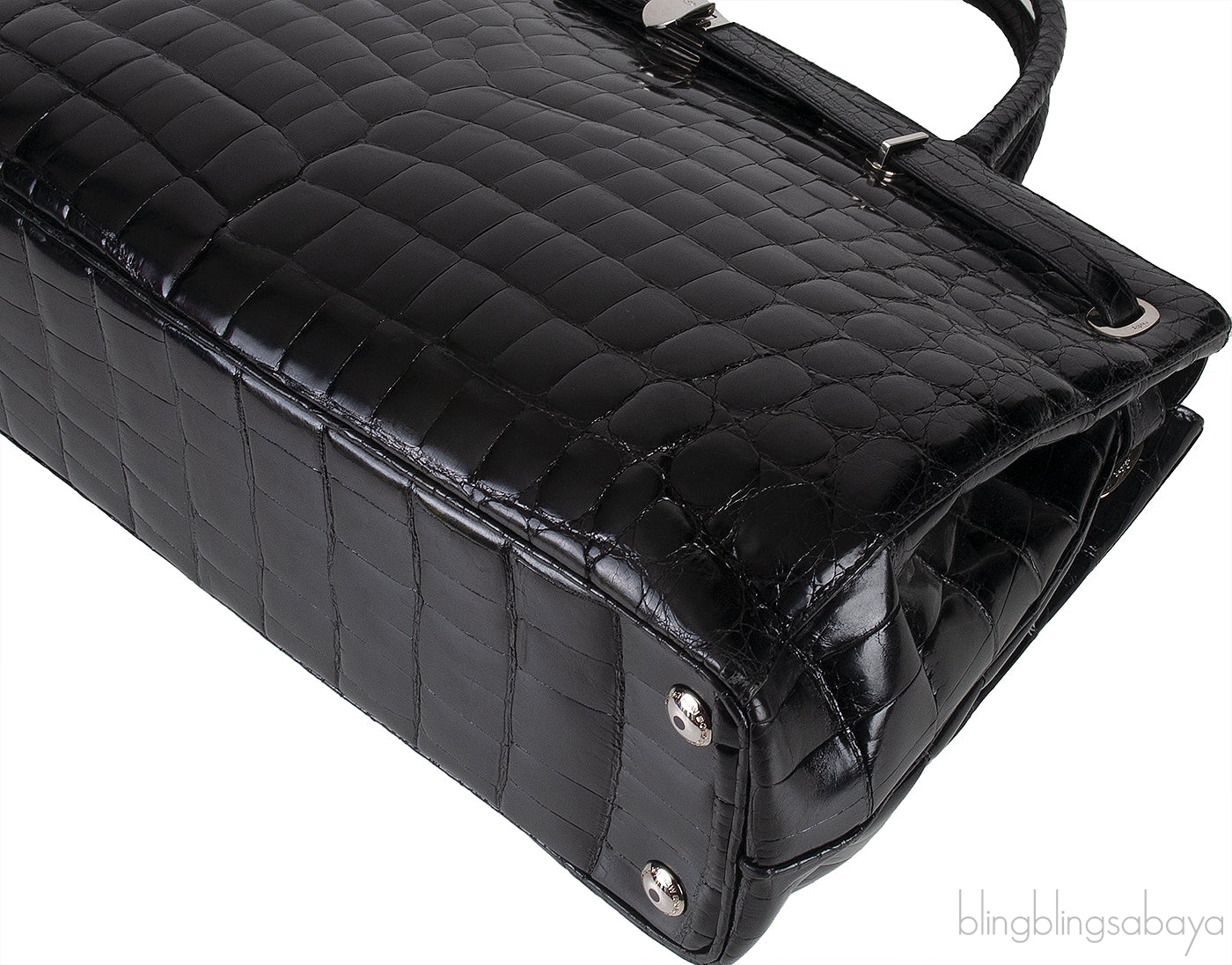 Black Crocodile Darcy Tote