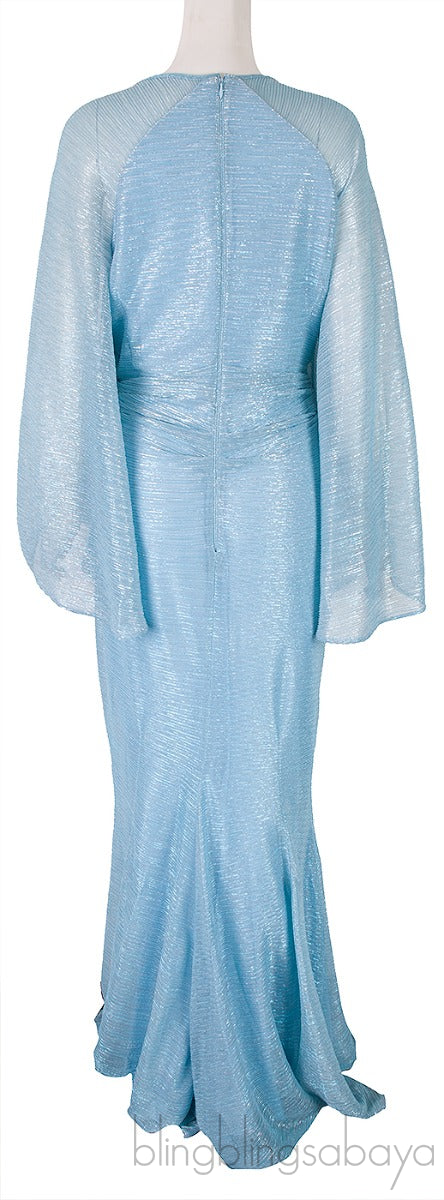 Light Blue Metallic V-neck Gown