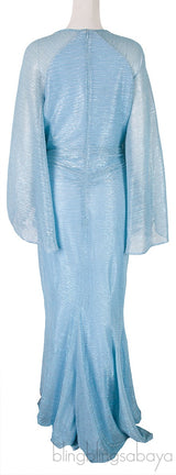 Light Blue Metallic V-neck Gown