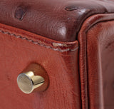 Hermes Kelly 32 Ghillies Rouge H Sunset and Brique Ostrich Bag