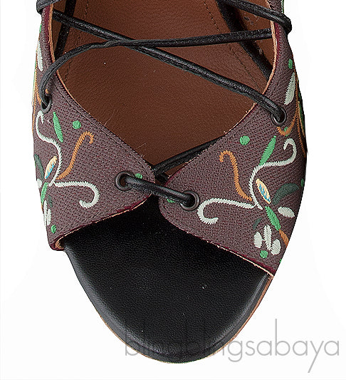 Embroidered Lace Canvas Sandals