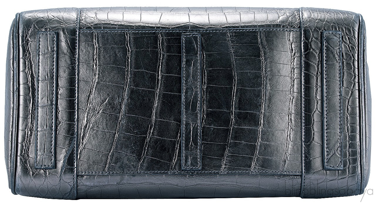 Ricky Metallic Silver Alligator Bag