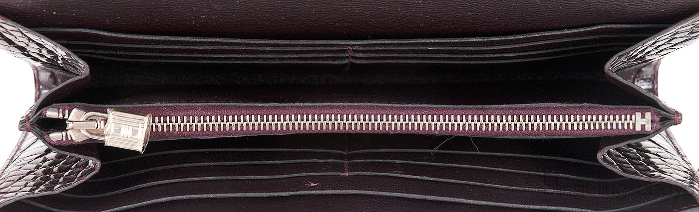 Hermes Kelly Wallet Burgundy Crocodile PHW