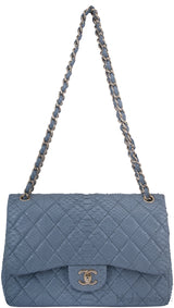 Gray Python Jumbo Double Flap Bag GHW