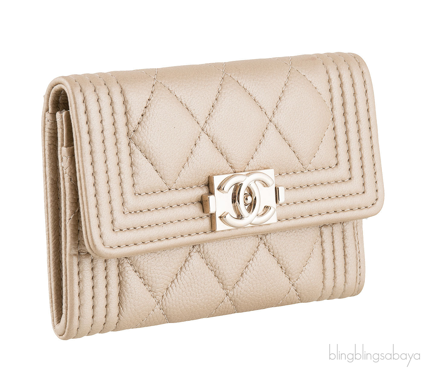 Gold Quilted Card Holder