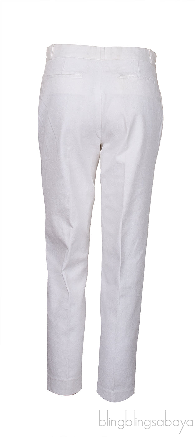 White Cropped Denim Cotton Pants
