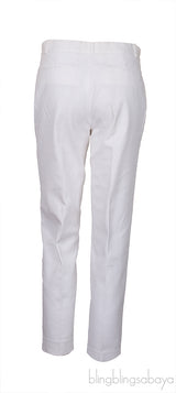 White Cropped Denim Cotton Pants