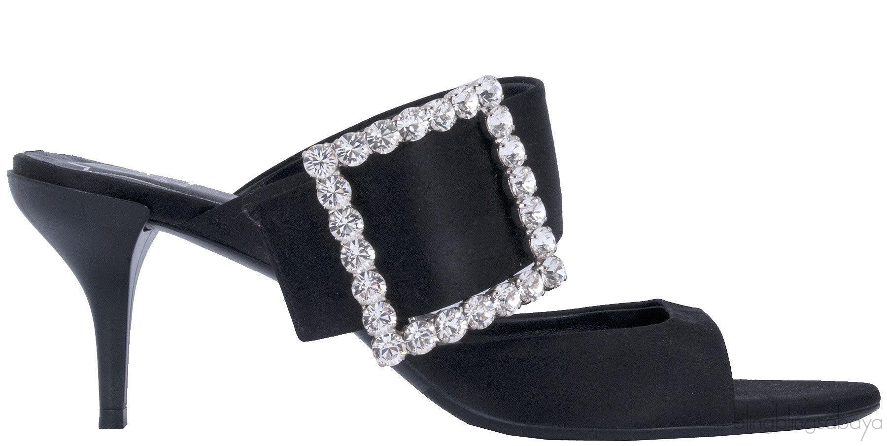 Black Nylon Crystal Sandals