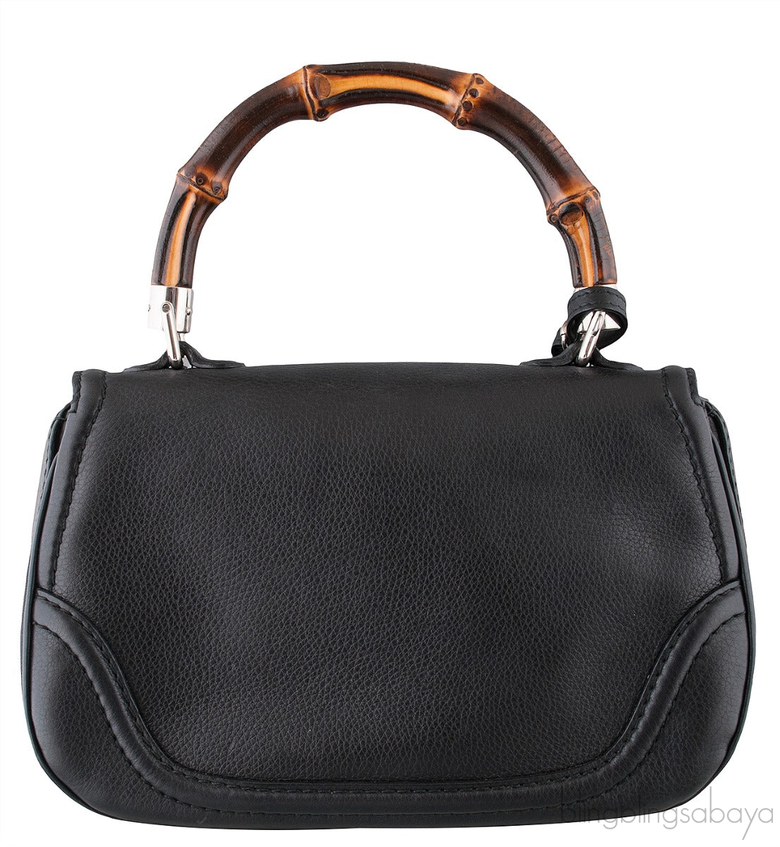 Black Bamboo Top Handle Bag