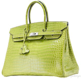 Birkin 35 Vert Anis Porosus PHW