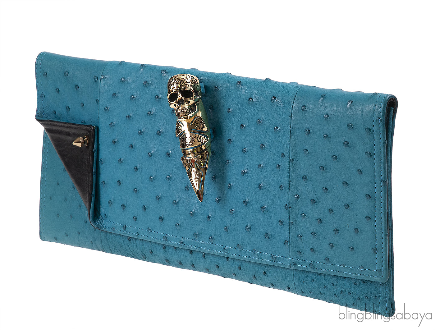 Maison Du Posh Ostrich Knuckle Ring Clutch
