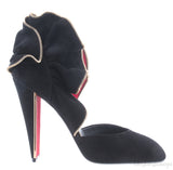 Black Velvet Ruffled Heels