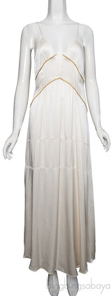 Beige Silk Satin SL Camisole Dress