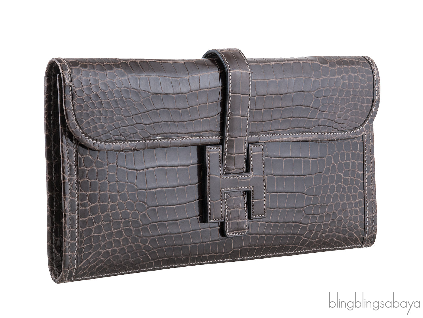 Jige Clutch Crocodile Graphite