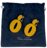 Circle Yellow Mustard Beaded Earrings
