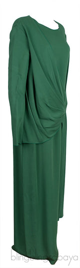 Green Gathered Front Maxi Dress