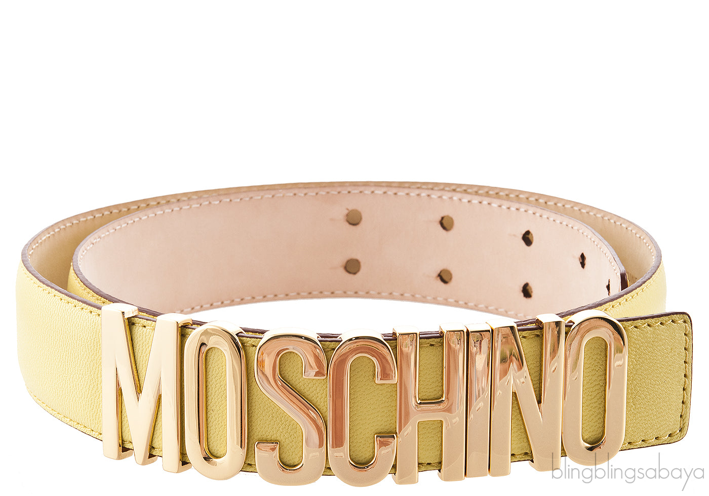 Logo Yellow Leather Belt