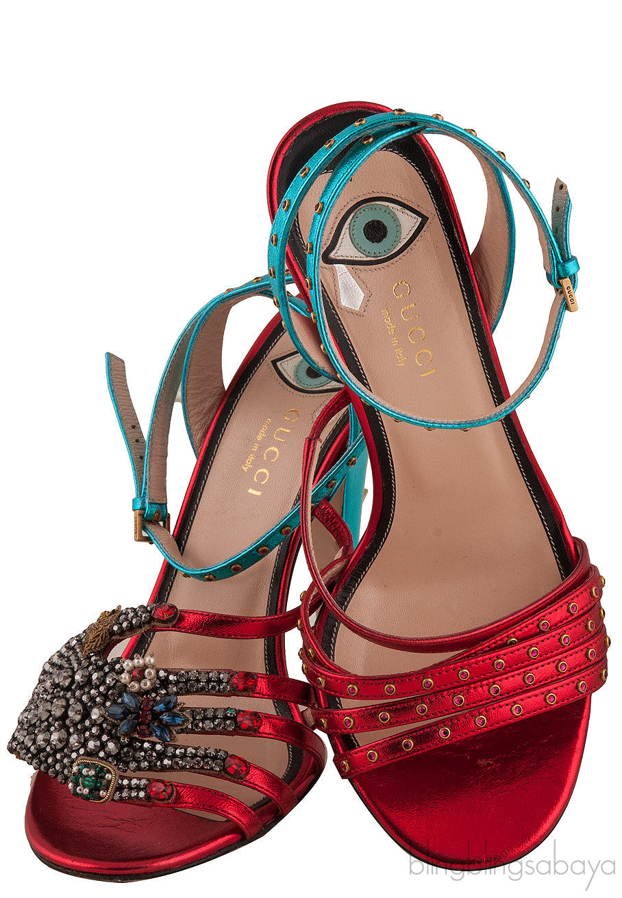 Crystal Hand Applique Emb. Sandals