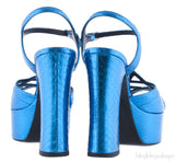 Candy Metallic Blue Platform Sandals