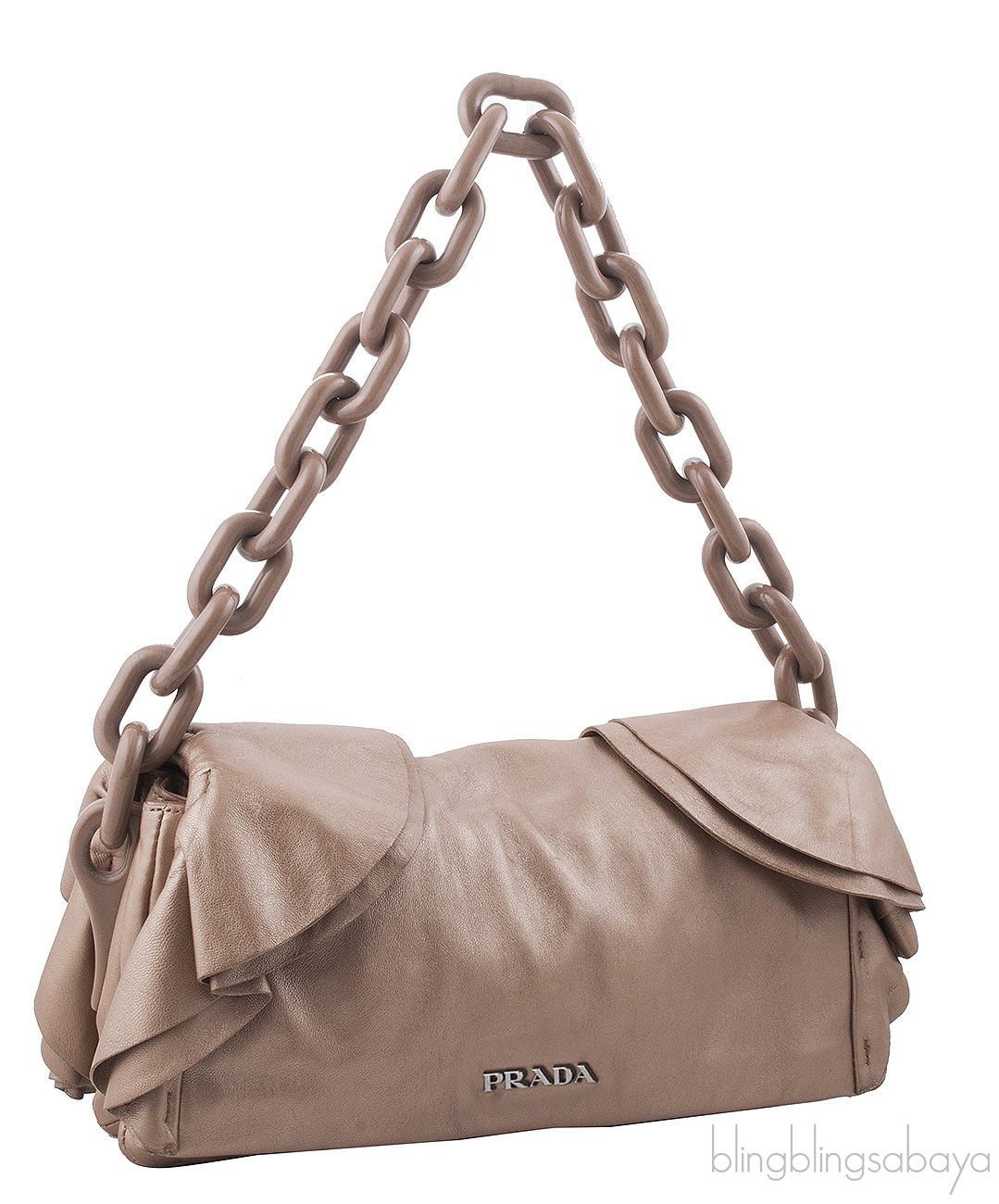 Beige Ruffle Shoulder Bag*