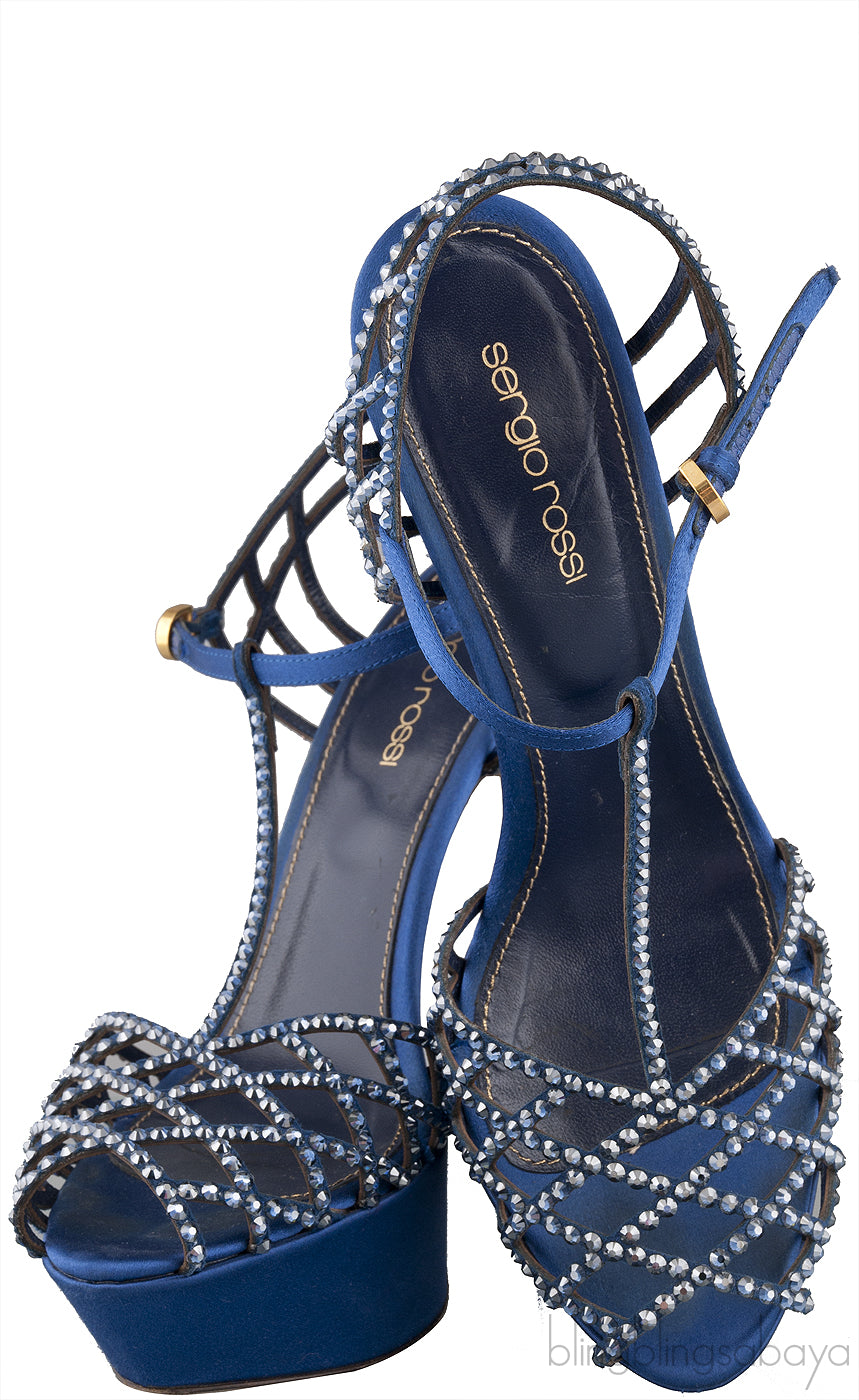 Blue Crystal Slingback Pump