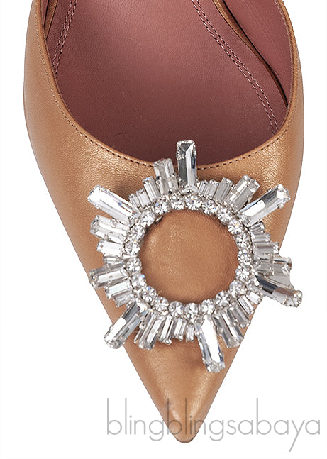 Gold Begum Crystal-embellished Satin Slingback Pump