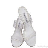 Manolo Blahnik White Clear ECO PVC Scolto Open Toe Mules