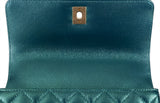 Metallic Green Quilted Caviar Leather Small Coco Top Handle Bag
