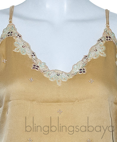 Yellow Lace Trim Camisole Top