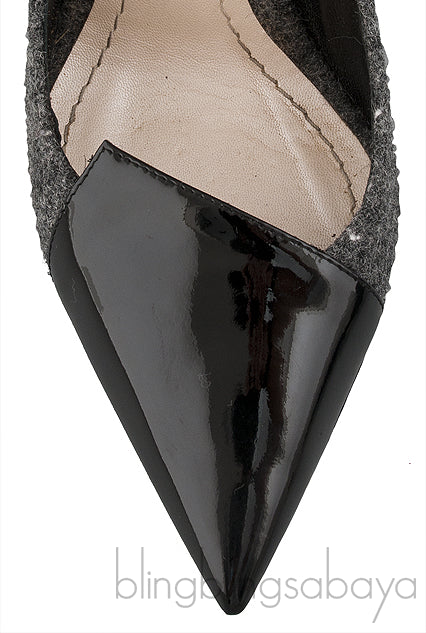 Bi-color Wool Leather Toe Heels