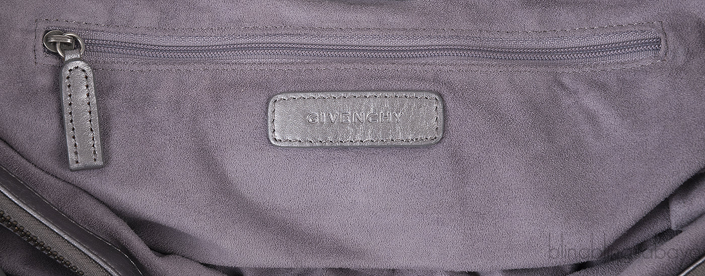 Givenchy Metallic Grey GG Leather Hobo Bag