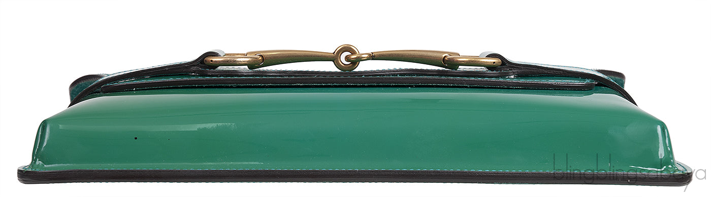 Gucci Bright Bit Green Patent Clutch