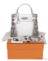 Hermes Kelly 28 Himalaya Crocodile Bag PHW
